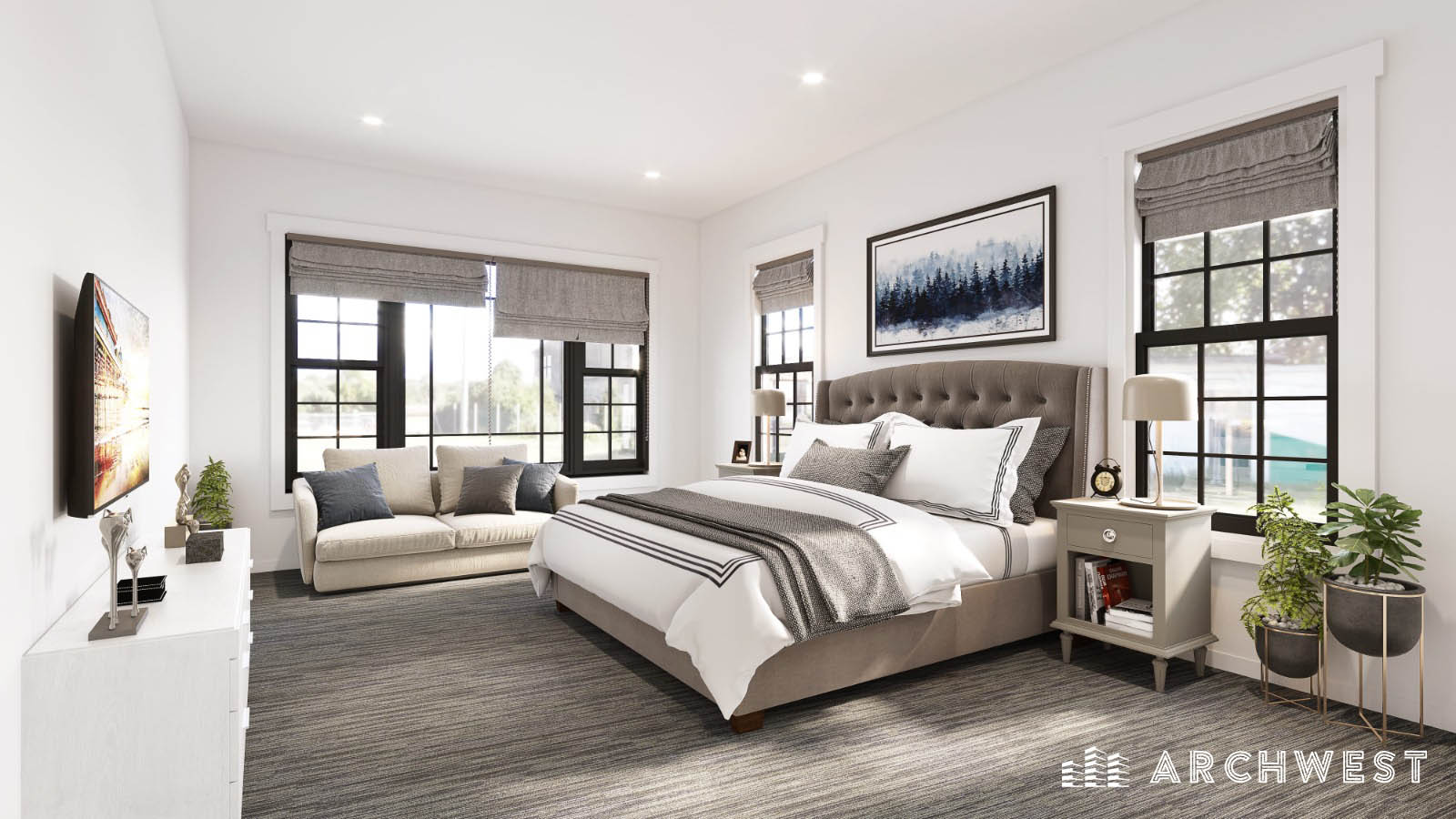 9. 3D Render of a Contemporary Bedroom, Texas